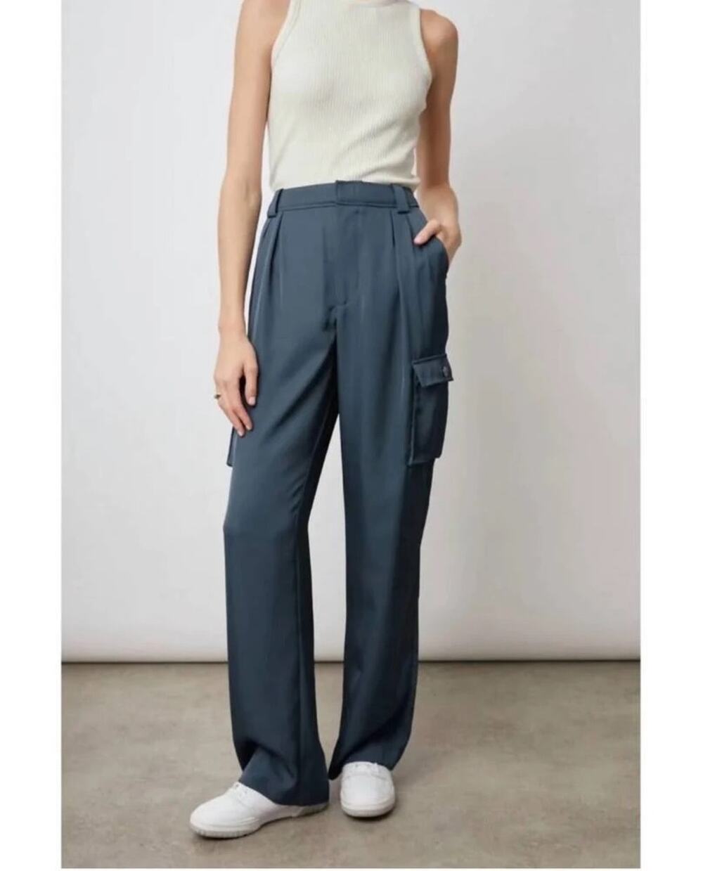 🌊 Rails Harlow Deep Sea Wide-Leg Satin Trousers Size 0 🌊